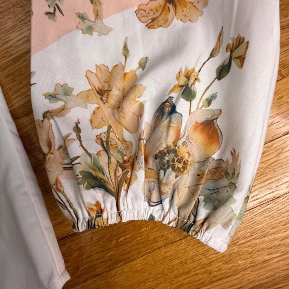 The Collective V Chrissy Peach Floral Tie Neck Blouse L NWT Romantic Cottagecore - Picture 6 of 8
